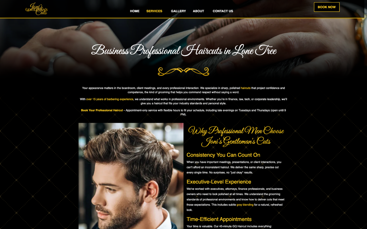 Joni's Gentleman's Cuts — business professional haircuts page